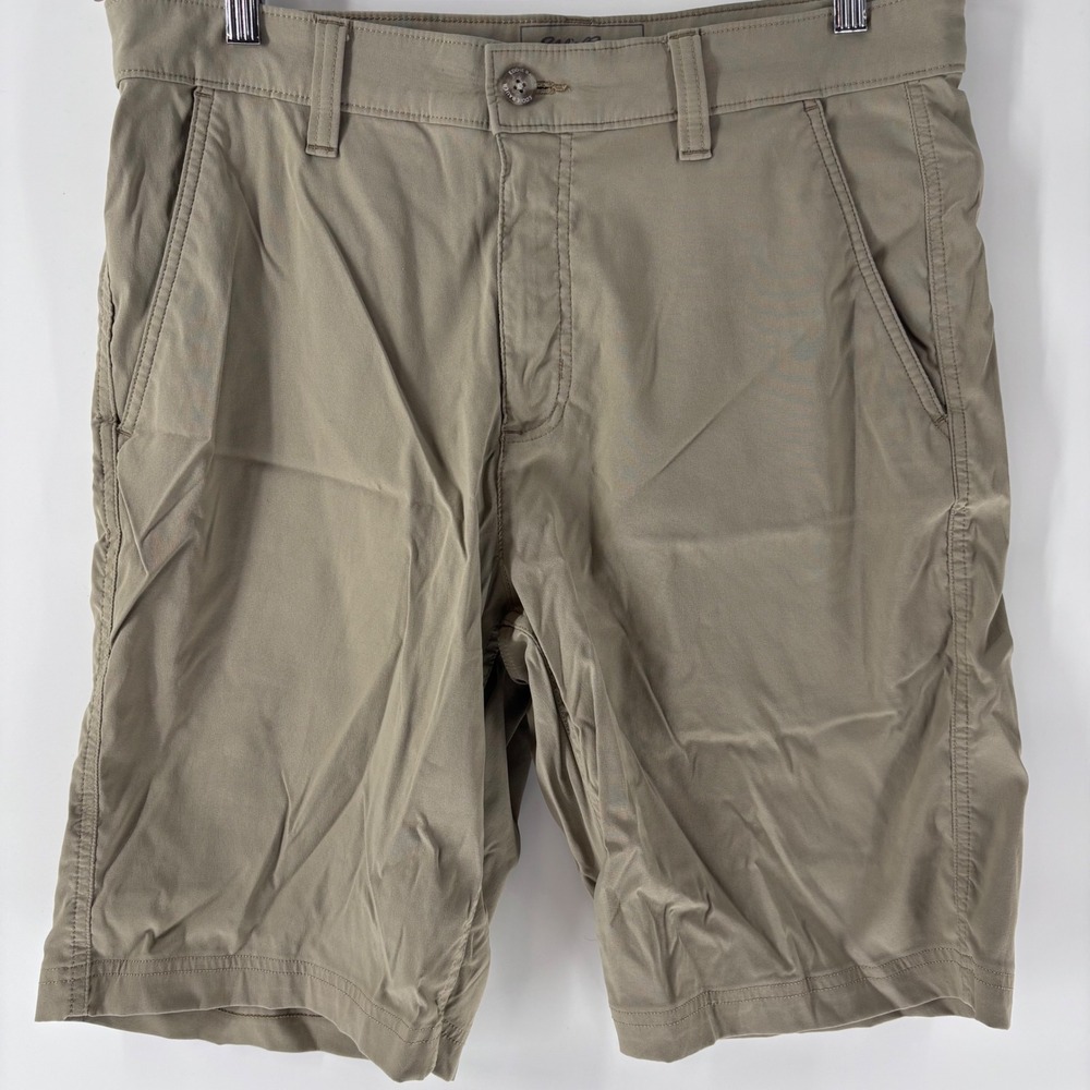 Eddie Bauer Travex Shorts Mens 33 Tan Nylon Spandex Hiking Travel Lightweight